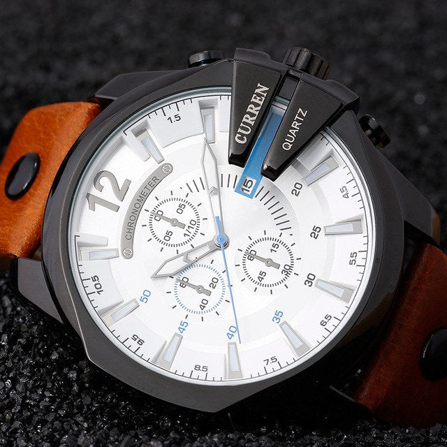 CURREN 8176 Brand Casual Men's Watches Leather Waterproof Luxury Fashion Quartz Watch Men Sport Military Army Wristwatch Gold
