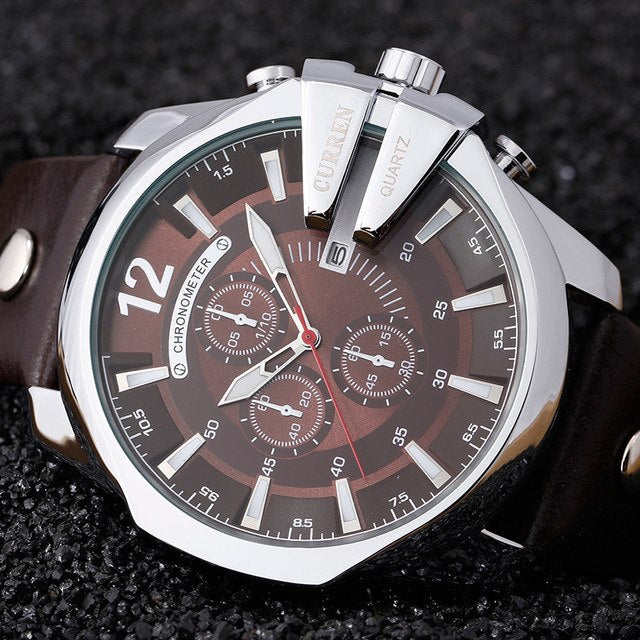 CURREN 8176 Brand Casual Men's Watches Leather Waterproof Luxury Fashion Quartz Watch Men Sport Military Army Wristwatch Gold