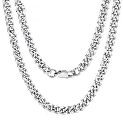 Stainless steel necklace with double-sided polished titanium steel chain