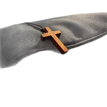 Light coffee walnut black walnut solid wood cross pendant necklace sweater chain for women