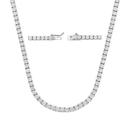 Copper Plated 18K Gold Zirconia Tennis Necklace Fashion Trendy Style Neck Chain