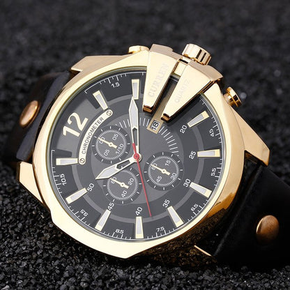 CURREN 8176 Brand Casual Men's Watches Leather Waterproof Luxury Fashion Quartz Watch Men Sport Military Army Wristwatch Gold